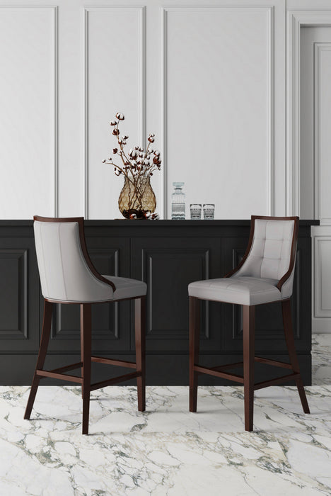 Fifth Avenue Traditional Wood Upholstered Barstool in Light Gray - Set of 2 