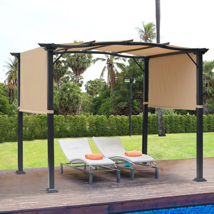 Outsunny 10' X 8' Outdoor Retractable Pergola Garden Gazebo With Two Adjustable Side Canopy Overhead