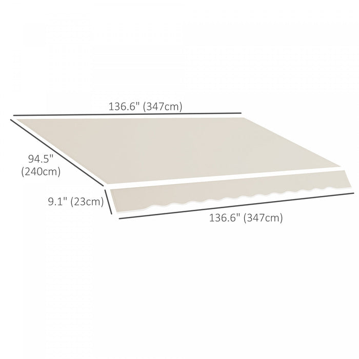 Outsunny 11' X 8' Retractable Awning Fabric Replacement Outdoor Sunshade Canopy Awning Cover, Uv Pro