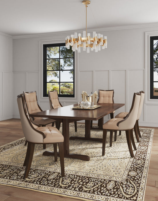 Fifth Avenue Traditional Wood Upholstered Dining Chair in Tan - Set of 4 
