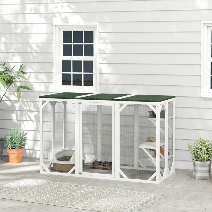 Pawhut Cat Cage Indoor Catio Outdoor Cat Enclosure Pet House Small Animal Hutch For Rabbit, Kitten, 