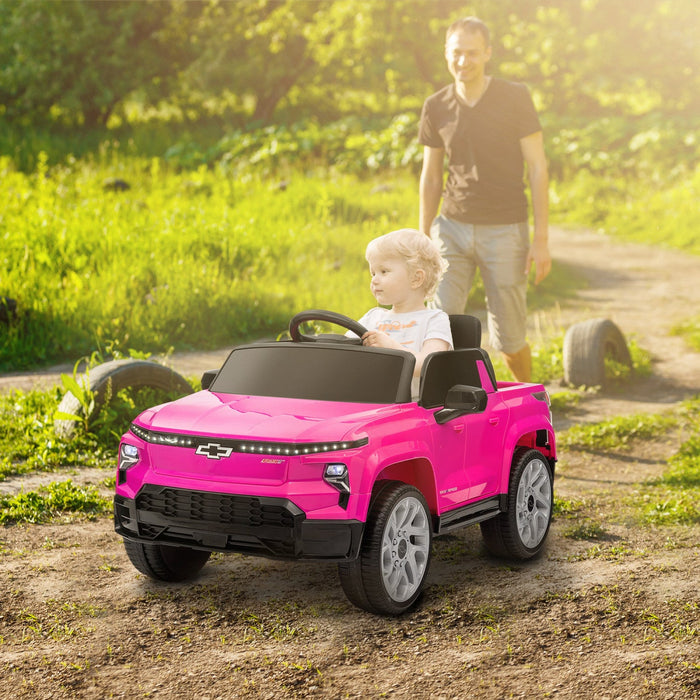 Qaba 12v Electric Car For Kids, Chevrolet Silverado Ev Rst Licensed Battery Powered Ride-On Kids Car