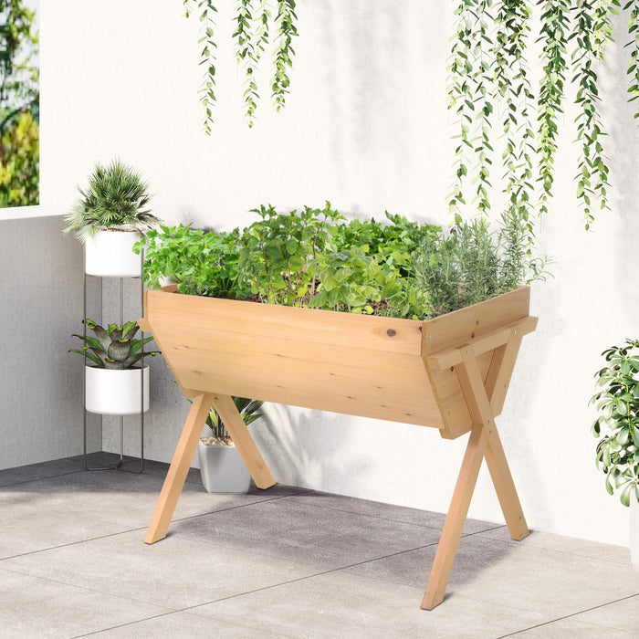 Outsunny 39'' X 28'' Raised Garden Bed With Legs, Elevated Wooden Planter Box With Bed Liner For Veg