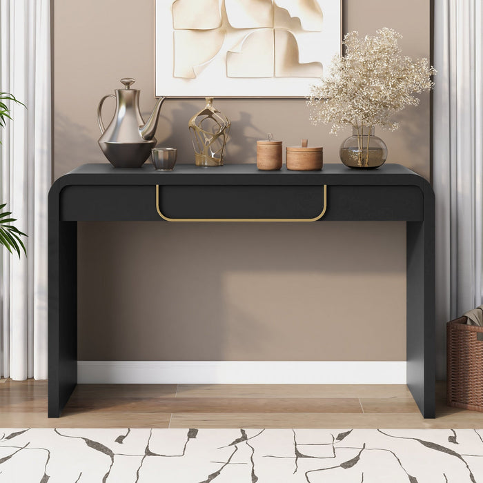 Ethan Wood Sofa Table with Storage for Living Room Entryway Hallway - Black 