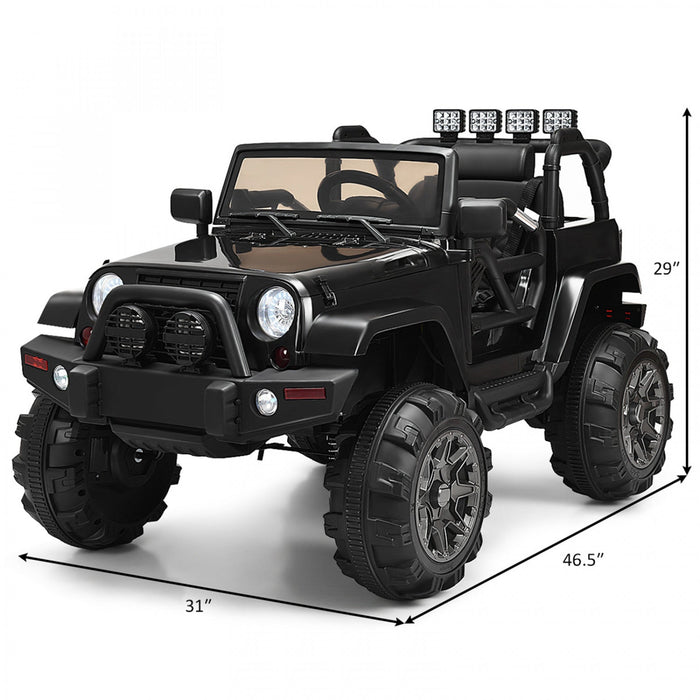 Costway 12v Kids Ride On Truck Car W/ Remote Control Mp3 Music Led Lights Black