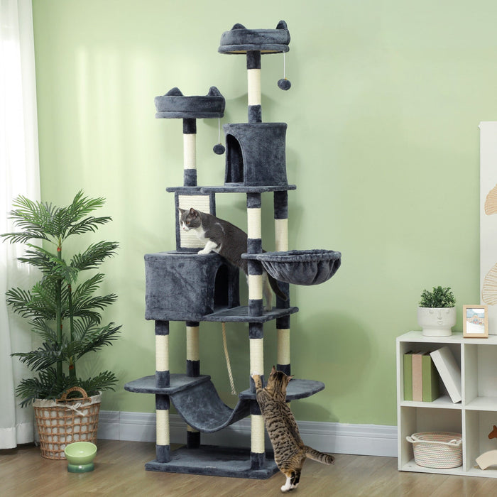 Pawhut Cat Tower, 81\" Cat Tree For Large Cats Adult W/ Scratching Posts, Scratching Board, Cat Condo