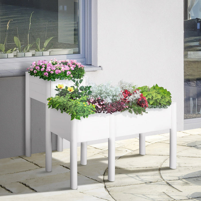 Outsunny 46'' X 34'' X 33'' Raised Garden Bed With Legs, Diy Wooden Raised Planter With Non-woven Li