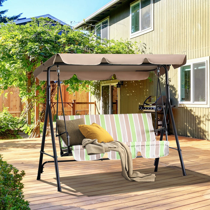 Outsunny 3-seat Patio Swing Chair, Outdoor Porch Swing Glider With Adjustable Canopy, Removable Cush