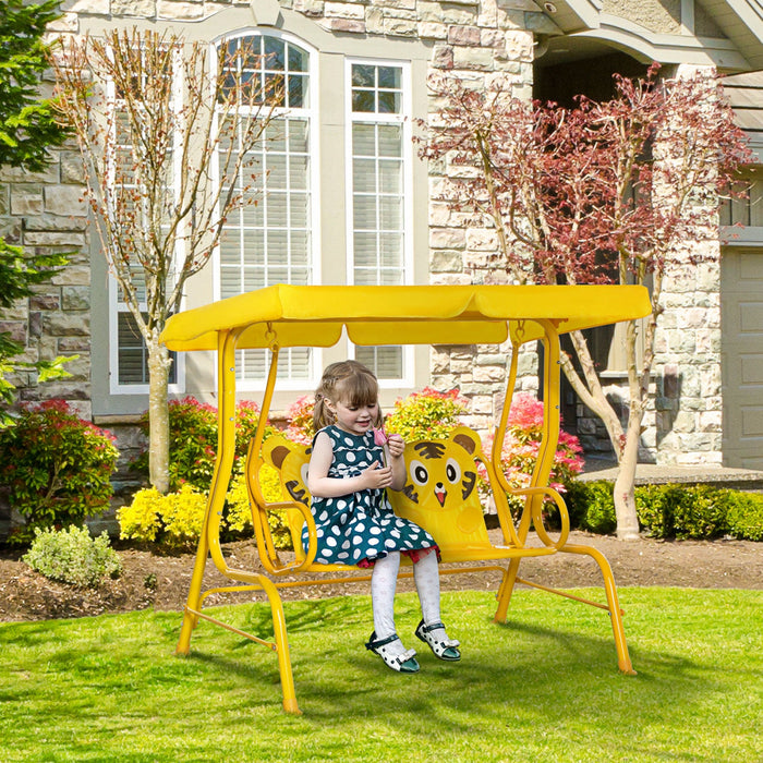 Outsunny 2-seat Kids Porch Swing Chair, Children Outdoor Patio Furniture Lounge Chair For Garden, Wi