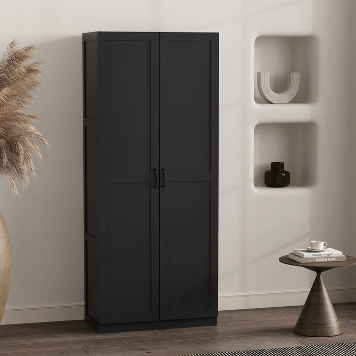 Cornelia Modern 30\" Storage Cabinet in Black (7-Shelf) 