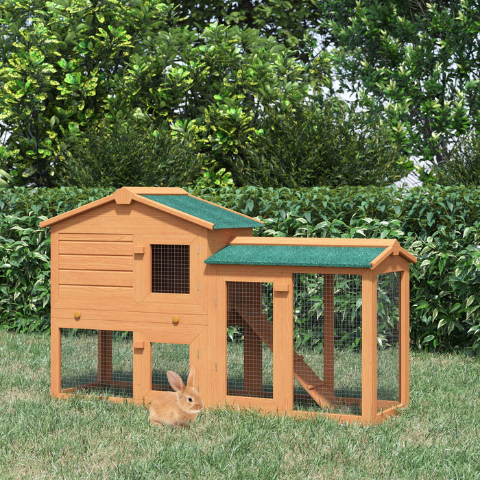 Pawhut Two-level Rabbit Hutch Small Animal House Pet Bunny Cage Home W/ Outdoor Run Water & Uv Resis