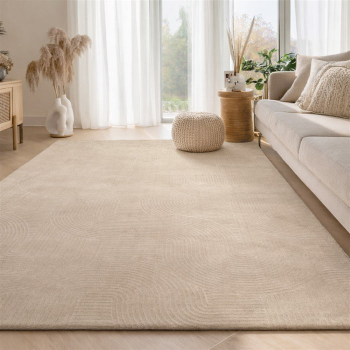 Elion Contemporary Cream Washable Rug 9'0\" x 12'0\" Indoor Area Rug 