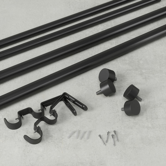 Umbra Cappa Brushed Black Expandable Double 1\" Curtain Rod - 66\"-120\" 