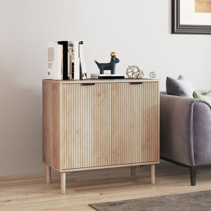 HOMCOM Accent Cabinet, Storage Cabinet with Adjustable Shelf, Oak