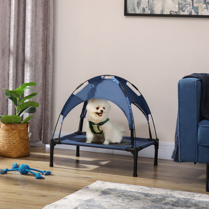Pawhut Elevated Dog Bed With Canopy, Portable Raised Dog Cot For S Sized Dogs, Indoor & Outdoor, 25\"