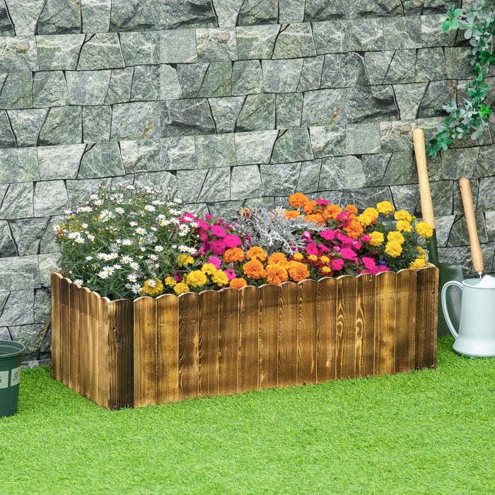 Outsunny 40\" X 16\" X 12\" Raised Garden Bed, Raised Planter Box, Wooden Planter Raised Bed With Drain