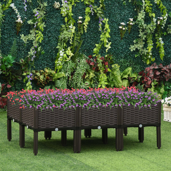 Outsunny 6-piece Raised Garden Bed Pp Raised Flower Bed Plant Stand Stackable Vegetable Herb Grow Bo