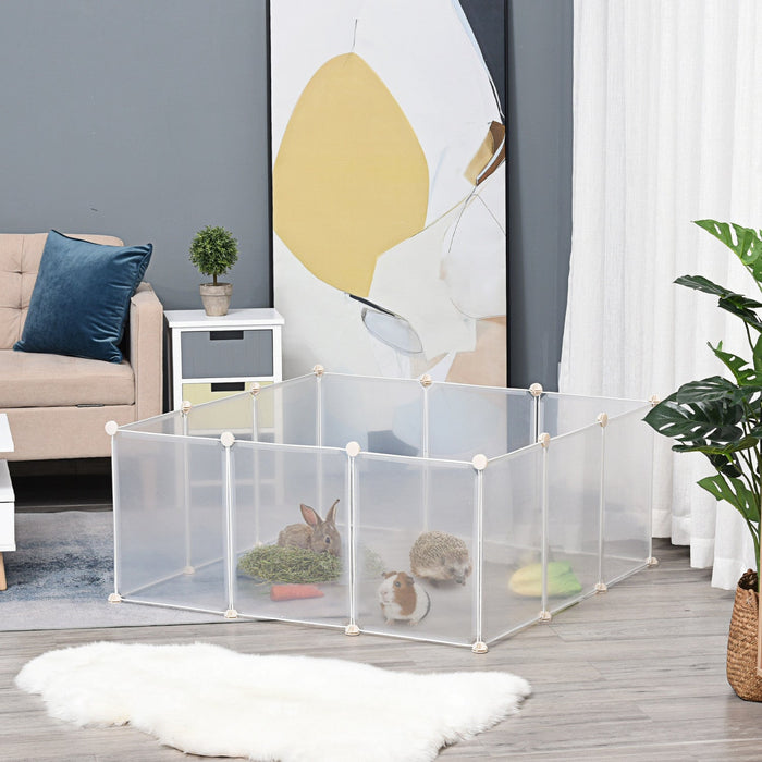 Pawhut Pet Puppy Dog Playpen, Portable Diy Catio Small Animal Cage For Bunny Chinchilla Guinea Pig I