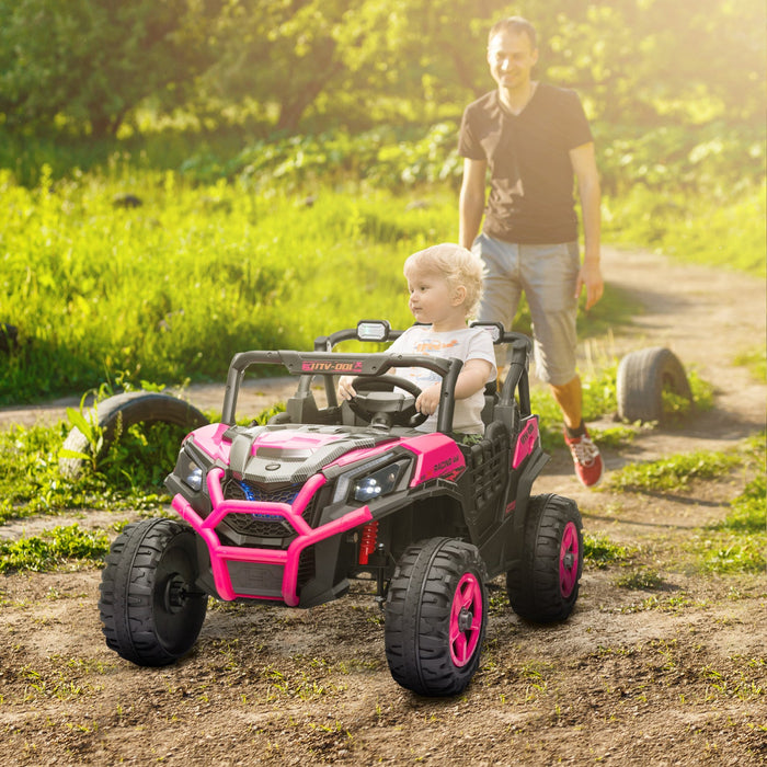 Qaba 2 Seater Electric Car For Kids, 24v 7ah Big Battery Powered Ride-On Car With Remote Control, 3 
