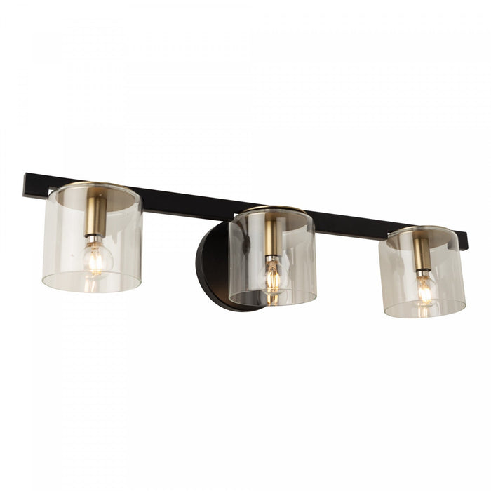 Salinas Black & Brass 3-Light Bathroom Vanity Light