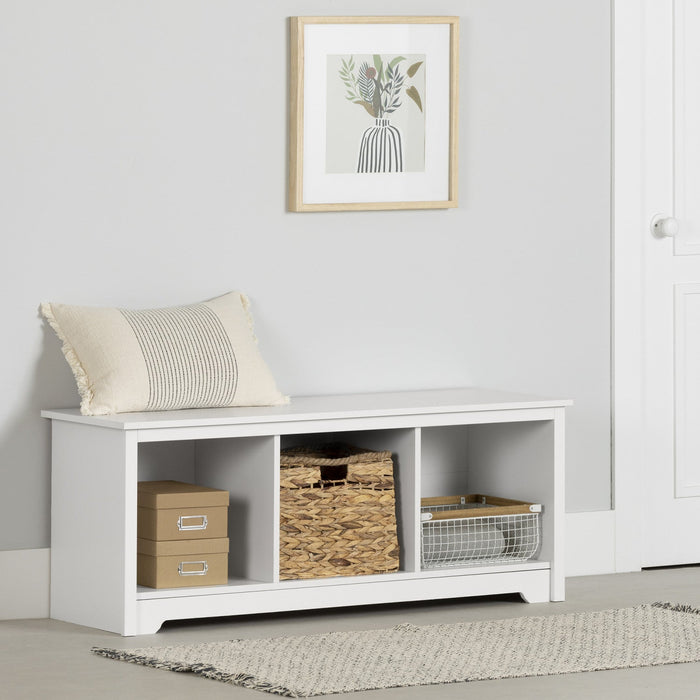 Vito Cubby Storage Bench - Pure White 