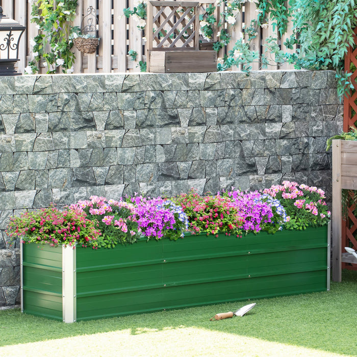 Outsunny Galvanized Raised Garden Bed, Elevated Large Metal Planter Box W/ Install Gloves For Backya