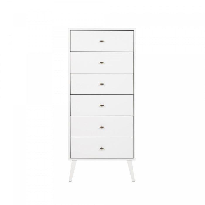 Milo Tall 6-Drawer Chest - White
