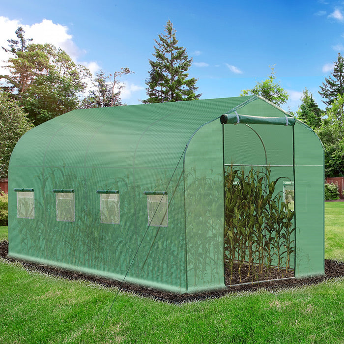 Outsunny 13' X 6.4' X 6.6' Steeple Walk-in Greenhouse Garden Plant Seed Grow Tent Polytennel With Wi
