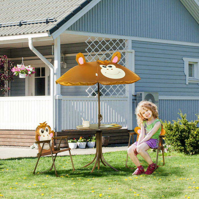 Outsunny Kids Folding Picnic Table And Chair Set Pattern Outdoor Garden Patio Backyard With Removabl