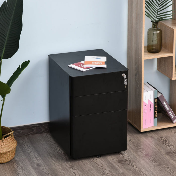 Vinsetto 3 Drawer Filing Cabinet With Lock