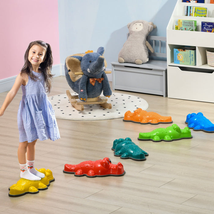 Outsunny Stepping Stones Kids, 6pcs Anti-slip Edge Balance Stepping Stones Obstacle Course Coordinat