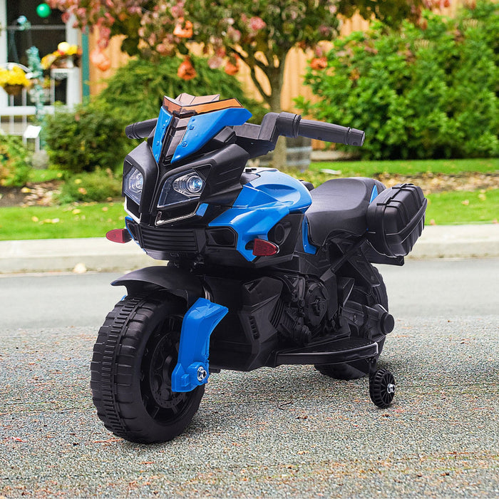 Aosom Kids Powered Ride-On Motorcycle, 6v Electric Battery Powered Dirt Bike W/ Training Wheels, Gif