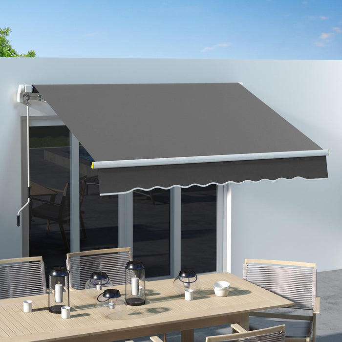 Outsunny 8' X 6.5' Retractable Awning With LED Lights, Uv40+, Dark Grey