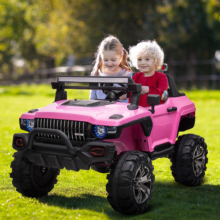 Aosom Kids Ride-on Car 12v Rc 2-seater Police Truck Electric Car For Kids With Full Led Lights, Mp3,