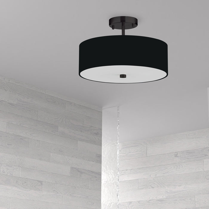 Dainolite Everly 3 Light Semi-flush Mount Matte Black Black Shade Lamp