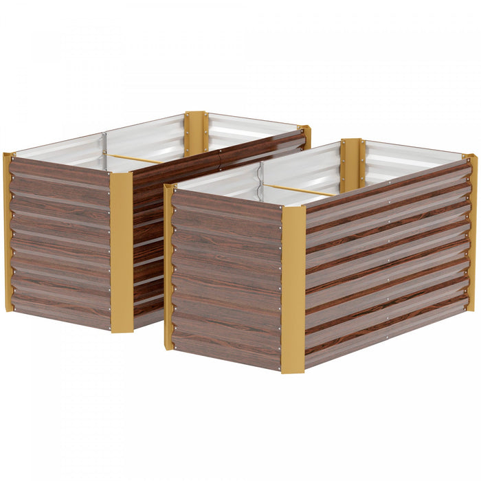 Outsunny Set of 2 Raised Garden Bed, Planter Box, Distressed Dark Brown