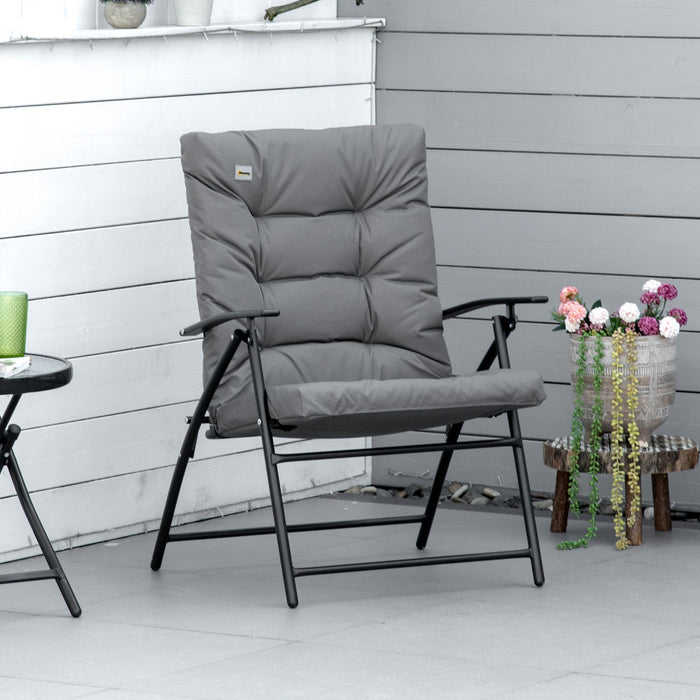 Foldable Lounge Chair, Fabric Upholstered Recliner With Armrest, Grey