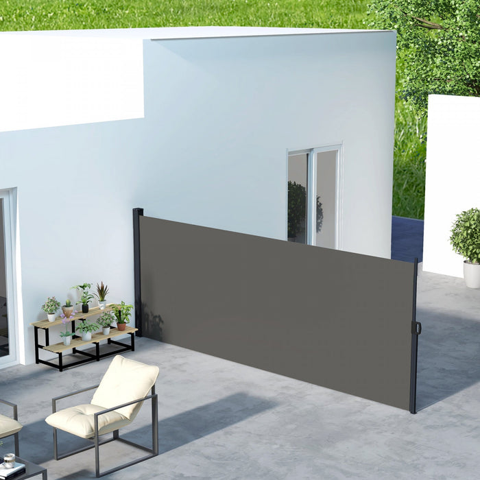 Outsunny 13' X 5' Retractable Side Awning, Garden Privacy Screen Divider, Full Cassette Windbreaker 