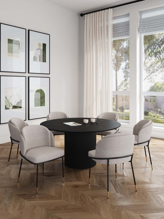 Flor and Hathaway Modern Industry Chic 7-Piece Dining Set in Wheat and Black 