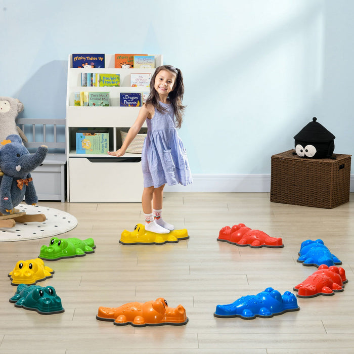 Outsunny Stepping Stones Kids, 9pcs Anti-slip Edge Balance Stepping Stones Obstacle Course Coordinat