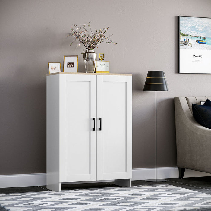 HOMCOM Storage Cabinet with Double Doors and Adjustable Shelf, White