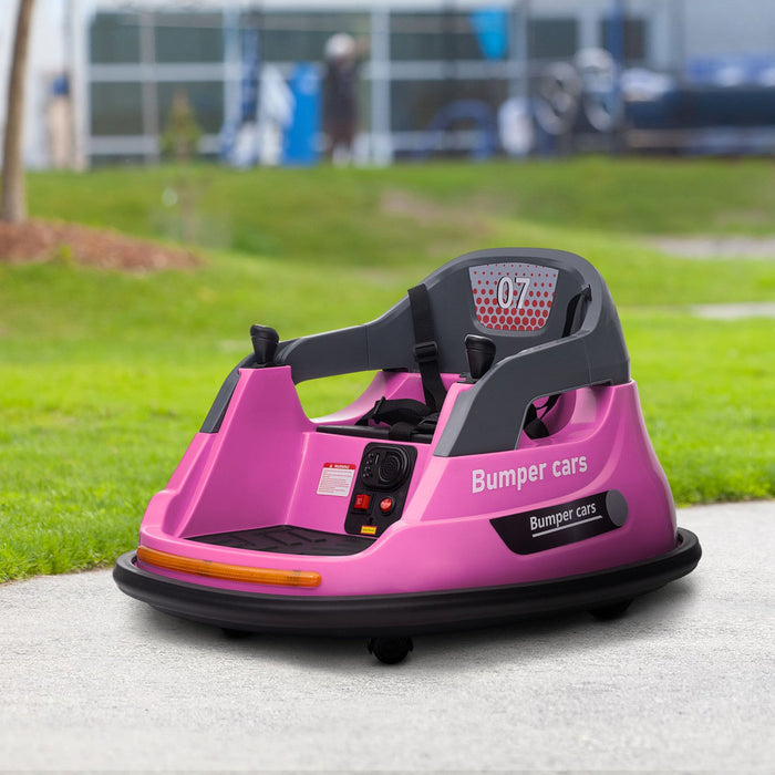Aosom 12v Bumper Car Electric Powered Ride-On Car For Kids, 360° Rotation Kids Car With Remote Contr