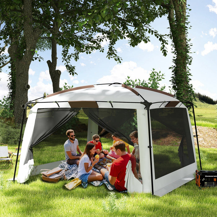 Outsunny Screen Tent, 12' X 12' Screen House With Uv50+ Protection, White