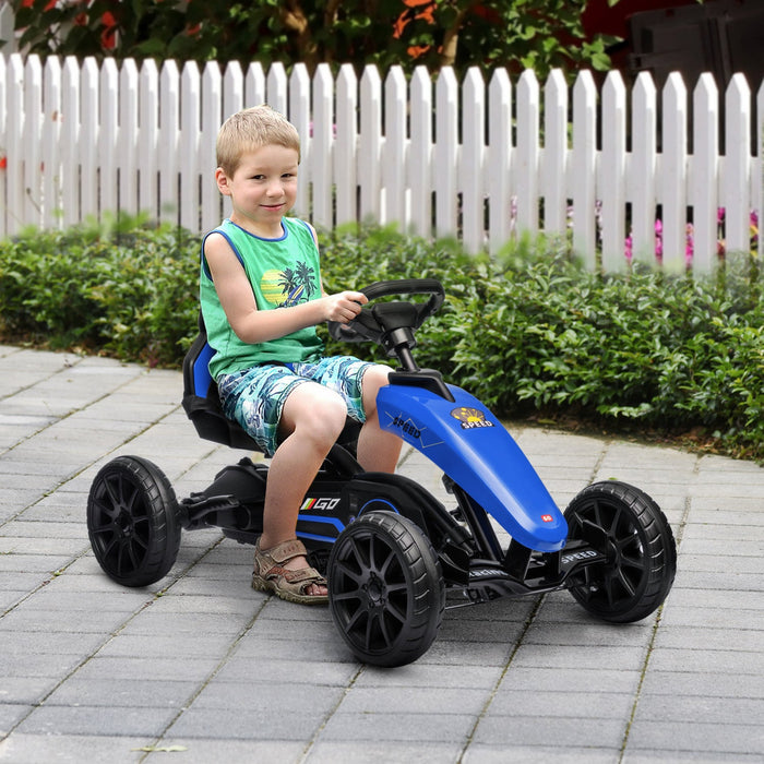 Aosom Pedal Go Kart For Kids, Pedal Powered Ride-On Car With Swing Axle, Adjustable Bucket, Handbrak
