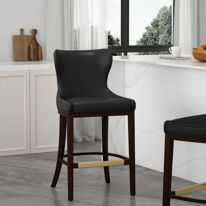 Blair Modern Wood Upholstered Barstool in Black 