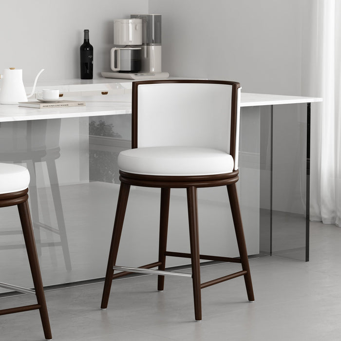 Evalyn Modern Wood Upholstered Counter Stool in White 