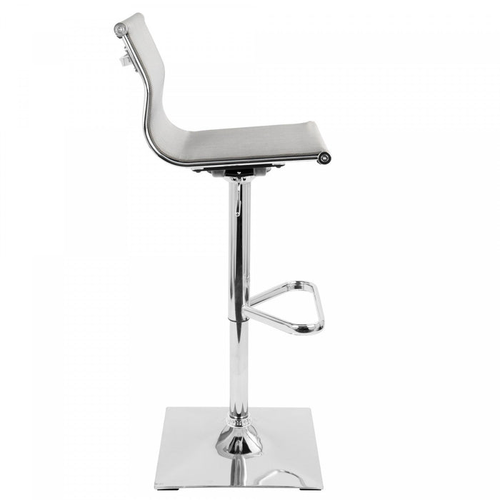 LumiSource Mirage Fabric Contemporary Adjustable Barstool with Swivel - Silver