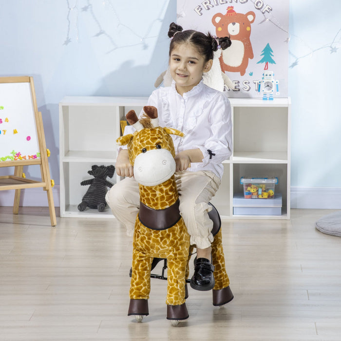 Qaba Ride On Horse Walking Horse Mechanical Rocking Horse Riding Pony Toy With Wheels Gift For 3-6 Y