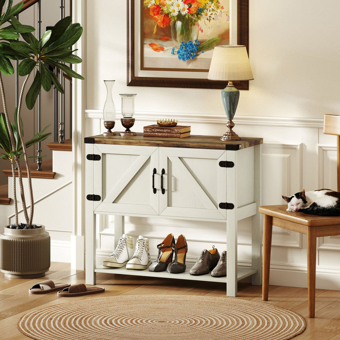 HOMCOM Kitchen Sideboard with Storage Cabinet, Bottom Shelf, White