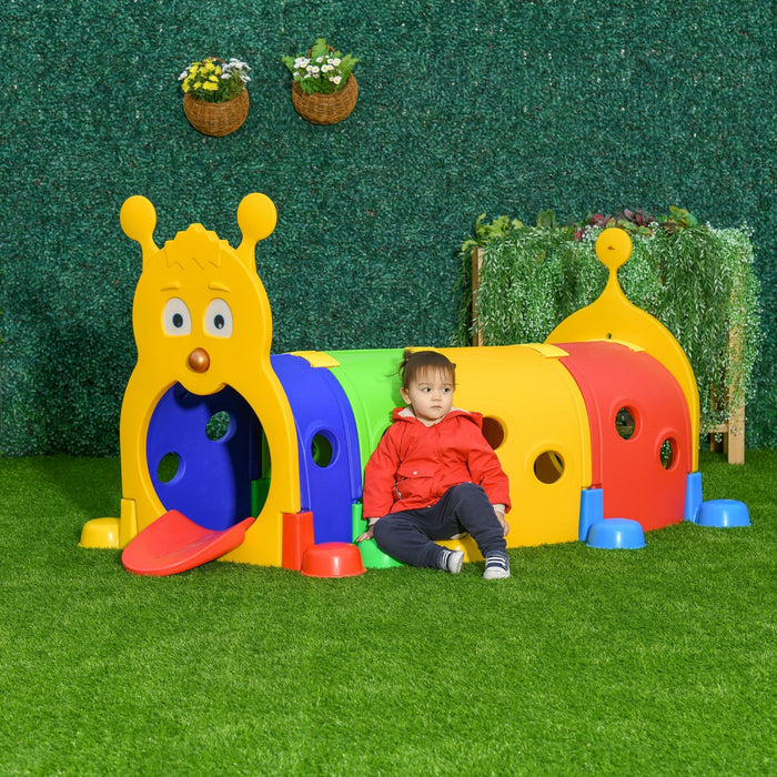 Qaba Caterpillar Play Tunnels, Kids Tunnel For Toddlers To Crawl Through Climbing Toy Indoor & Outdo